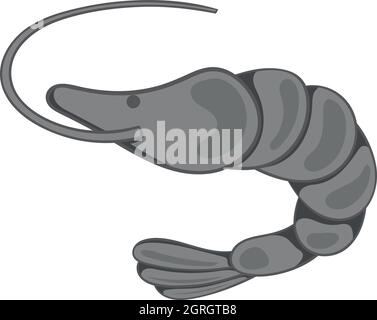 Shrimp icon, black monochrome style Stock Vector