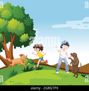 Happy kids playing in park Stock Vector Image & Art - Alamy