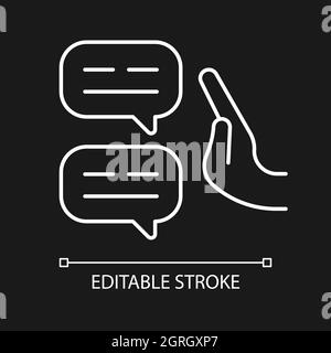 Sceptical view white linear icon for dark theme Stock Vector