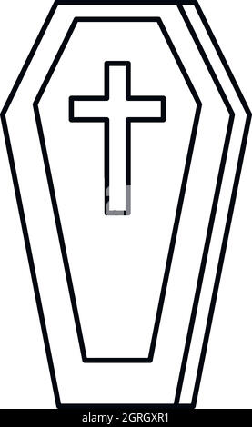 Coffin icon, outline style Stock Vector