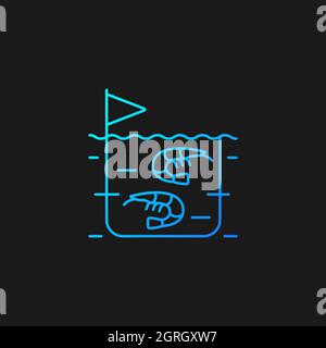 Shrimp farming gradient vector icon for dark theme Stock Vector