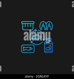 Producing fish products gradient vector icon for dark theme Stock Vector