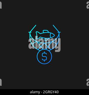 Commercial fishing gradient vector icon for dark theme Stock Vector