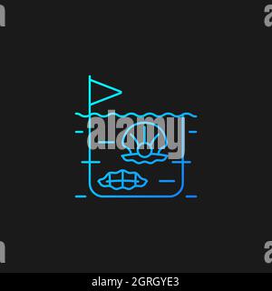 Pearl farming gradient vector icon for dark theme Stock Vector