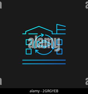 Fish processing plant gradient vector icon for dark theme Stock Vector