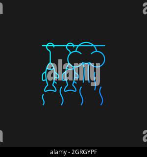 Smoking fish gradient vector icon for dark theme Stock Vector