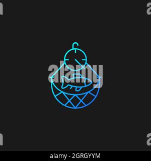 Overfishing gradient vector icon for dark theme Stock Vector
