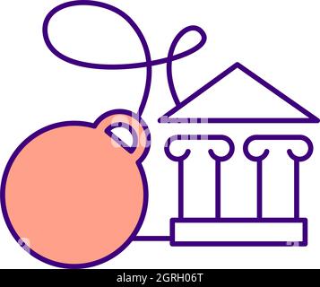 Building destruction RGB color icon Stock Vector