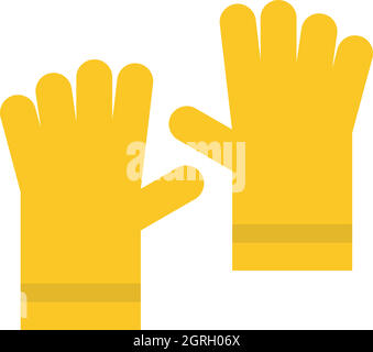 Yellow rubber gloves icon, flat style Stock Vector