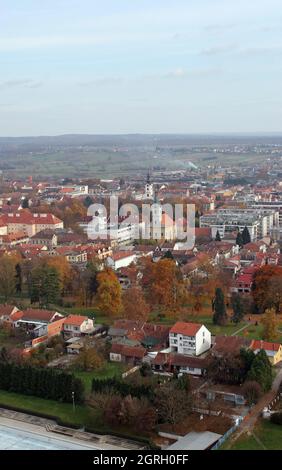 Holy Trinity Orthodox Church and St. Theresa of Avila Catholic Cathedral in Bjelovar, Croatia Stock Photo