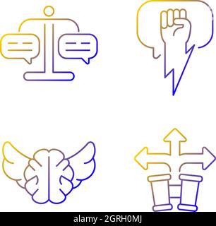 Argumentation skills linear vector icons set Stock Vector