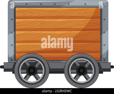 A Wooden Cart on White Background Stock Vector