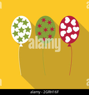 Balloons icon, flat style Stock Vector