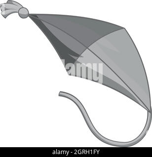 Flying kite icon, black monochrome style Stock Vector