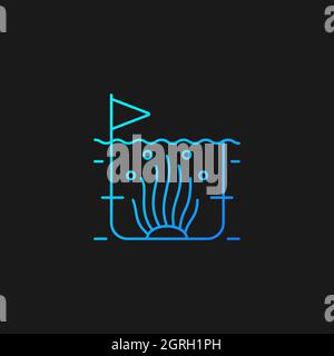 Algaculture gradient vector icon for dark theme Stock Vector