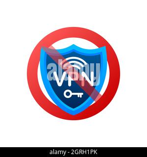No vpn. Vector set. Safety internet technology. Digital technology data protection. Stock Vector