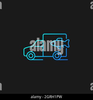 Fish transporting gradient vector icon for dark theme Stock Vector