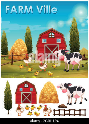 Farm animals in the farm Stock Vector