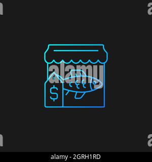Fish market gradient vector icon for dark theme Stock Vector