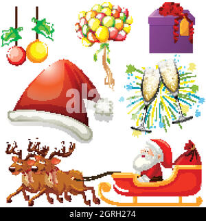 Set of isolated objects of christmas theme Stock Vector