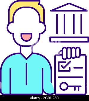 Agent offering list of services RGB color icon Stock Vector