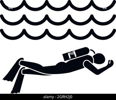 Scuba diver man in diving suit icon, simple style Stock Vector