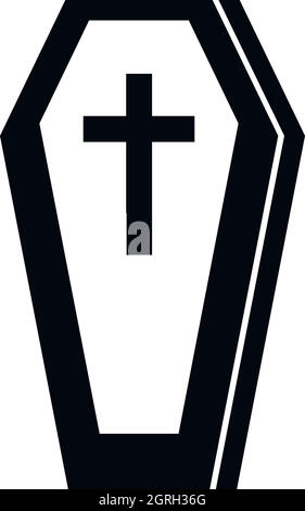 A coffin, black and white vector silhouette illustration of casket ...