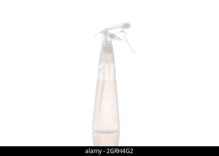 White spray bottle on white background. Hand antiseptic Stock Photo