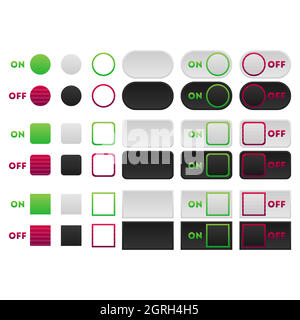 Icon set multi colored button in flat style. Stock Vector