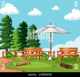 Nature park picnic empty scene Stock Vector