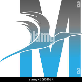 Letter M logo with pelican bird icon design Stock Vector