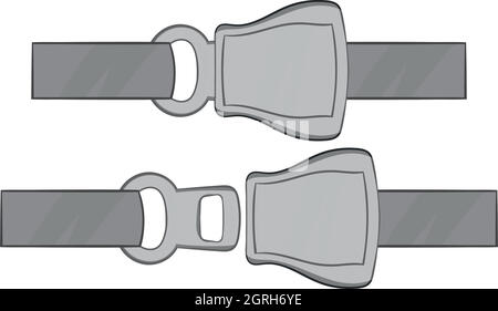 Seat belt icon, black monochrome style Stock Vector