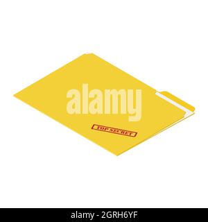 Files with top secret document isometric view isolated on white background. Confidentional information concept. Vector Stock Vector