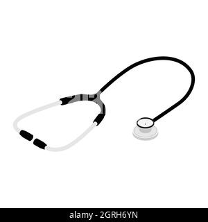 Stethoscope instrument icon isolated on white background isometric view. Vector Stock Vector