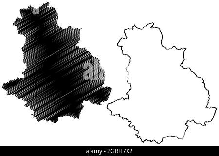 Giridih district (Jharkhand State, Republic of India, North Chotanagpur division) map vector illustration, scribble sketch Giridih map Stock Vector