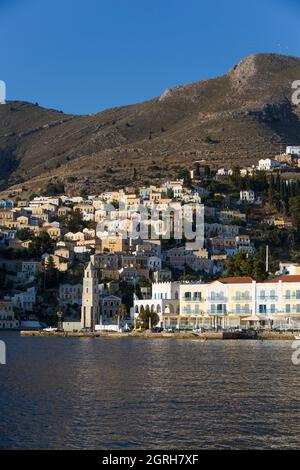 Gialos Harbor, Symi (Simi) Island, Dodecanese Island Group, Greece Stock Photo