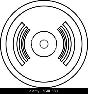 Vinyl record icon, outline style Stock Vector