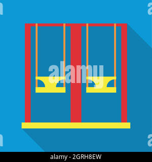 Playground swings icon, flat style Stock Vector