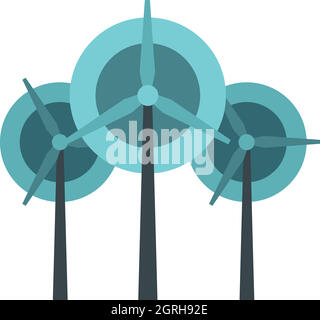 Wind turbine icon, flat style Stock Vector