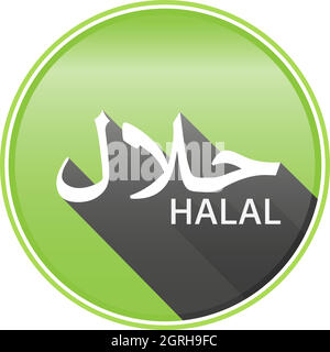 green round HALAL sticker or label with arabic script for word halal Stock Vector