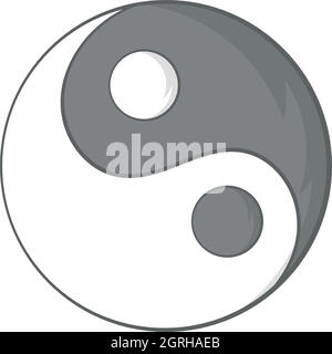 Sign yin yang icon, black monochrome style Stock Vector