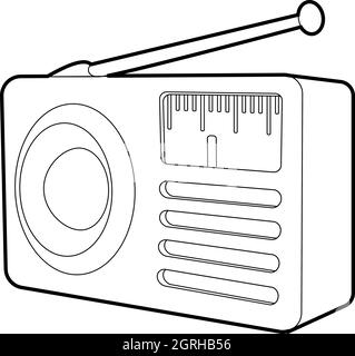 Retro radio receiver icon, isometric 3d style Stock Vector