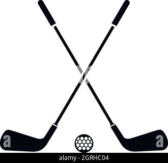 Two crossed golf clubs and ball icon, simple style Stock Vector