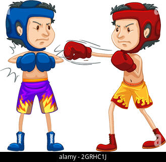 Athletes doing boxing on white background Stock Vector