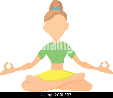 Girl in yoga pose icon, cartoon style Stock Vector