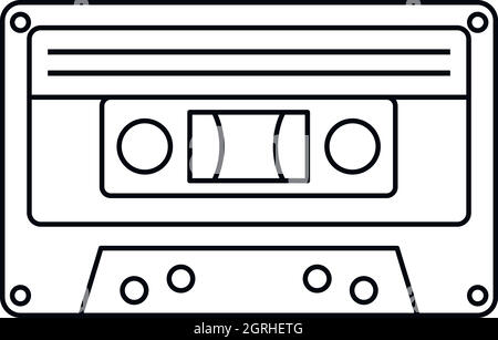 Audio cassette icon, outline style Stock Vector