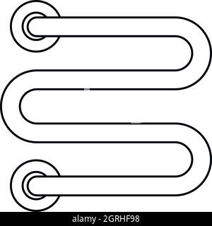 Heated towel rail icon, outline style Stock Vector