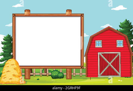 Empty banner board in nuture farm scenery Stock Vector