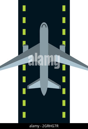 Airstrip with airplane icon, flat style Stock Vector