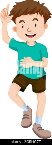 Little boy pointing the finger up Stock Vector